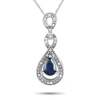 Non Branded Lb Exclusive 14k White Gold 0.08ct Diamond And Sapphire Pendant Necklace Pd4-16318wsa In White