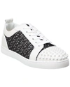 CHRISTIAN LOUBOUTIN CHRISTIAN LOUBOUTIN LOUIS JUNIOR SPIKES COATED CANVAS & LEATHER SNEAKER