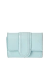 Jacquemus Le Compact Bambino Leather French Wallet In Blue