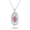 Non Branded Lb Exclusive 14k White Gold 0.22ct Diamond And Ruby Necklace Pd4-15491wru In White