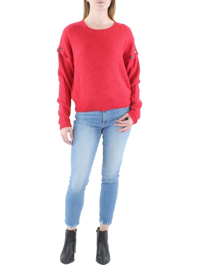 Dkny Jeans Womens Drop Shoulder Crewneck Pullover Sweater In Red