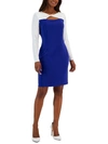 Kasper Womens Knot Neck Colorblock Sheath Dress In Multi