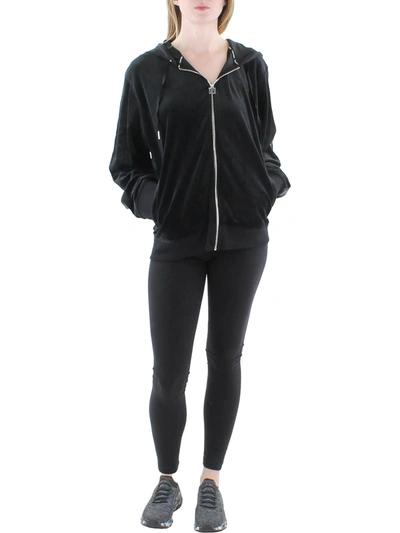 Calvin Klein Plus Womens Velvet Logo Zip Hoodie In Black