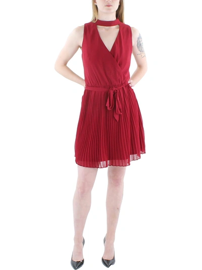 Bcx Womens Pleated Belted Mini Dress In Red