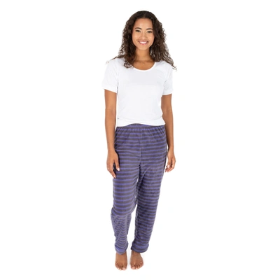 Leveret Womens Fleece Pajama Pants Striped In Purple