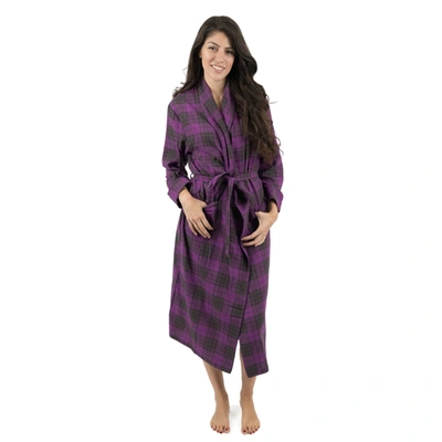Leveret Christmas Womens Flannel Robe Plaid In Purple