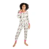 LEVERET WOMENS TWO PIECE COTTON PAJAMAS DINOSAUR GRAY