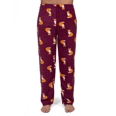 Leveret Mens Fleece Pajama Pants Fox In Blue