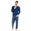 LEVERET MENS COTTON TOP AND FLEECE PANT PAJAMAS MOON