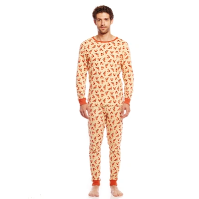 Leveret Mens Two Piece Cotton Pajamas Fox In Blue