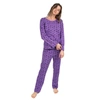 LEVERET WOMENS TWO PIECE COTTON LOOSE FIT PAJAMAS DOG PAW PURPLE