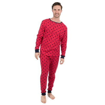 Leveret Mens Two Piece Cotton Pajamas Navy Hearts In Blue