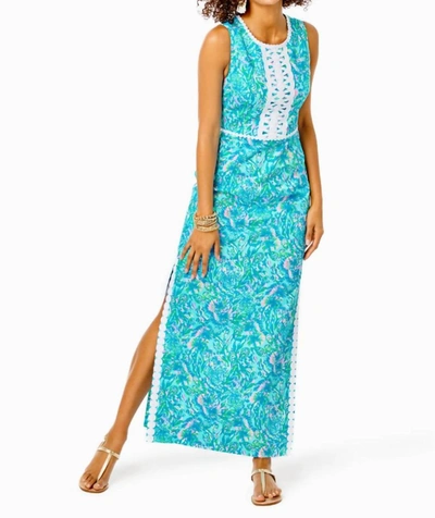 Lilly Pulitzer Ashler Stretch Maxi Shift Dress In Surf Blue Coral Of The  Story | ModeSens