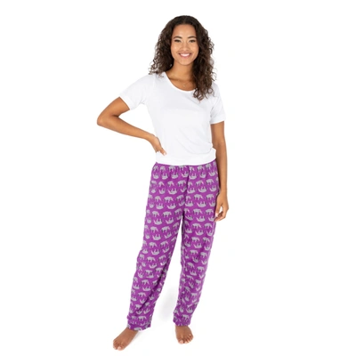 Leveret Womens Fleece Pajama Pants Purple Elephant
