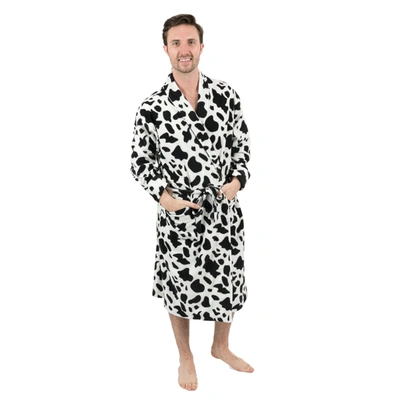 Leveret Mens Fleece Robe Cow Black