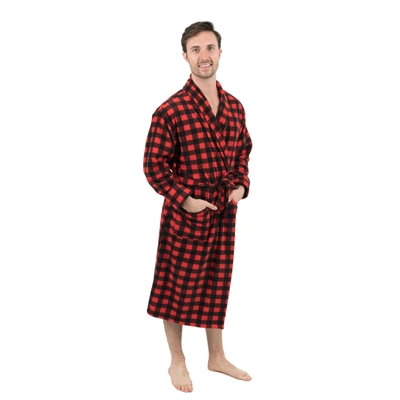 Leveret Christmas Mens Fleece Robe Plaid In Black