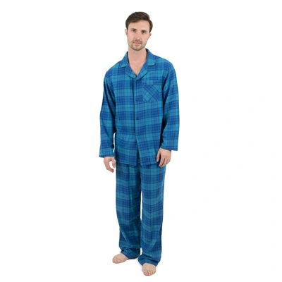 Leveret Christmas Mens Two Piece Flannel Pajamas Plaid In Blue