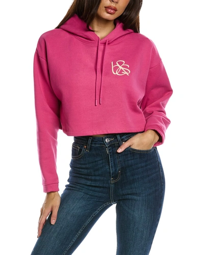 Ba&sh Embroidered-logo Cropped Hoodie In Pink