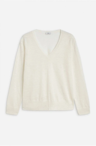 Closed Linen Knit Sweater In White In Beige