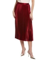Anne Klein Pleated Satin Skirt In Red