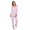 LEVERET CHRISTMAS WOMENS TWO PIECE COTTON PAJAMAS REINDEER RED AND WHITE
