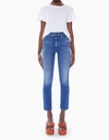 Mother Dazzler Straight-leg Mid-rise Stretch-denim Jeans In Blue