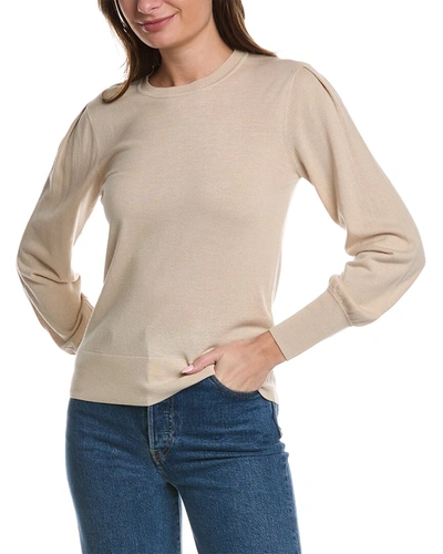 Forte Cashmere Pleated Sleeve Silk & Cashmere-blend Sweater In Beige