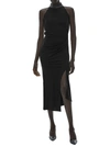 Helmut Lang Ruched Mock Neck Midi Dress In Black
