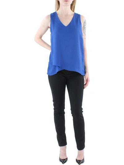 Vince Camuto Womens Tiered V-neck Blouse In Blue