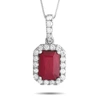 Non Branded Lb Exclusive 14k White Gold 0.20ct Diamond And Ruby Pendant Necklace Pd4-15910wru In White