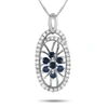 Non Branded Lb Exclusive 14k White Gold 0.22ct Diamond And Sapphire Necklace Pd4-15491wsa In White
