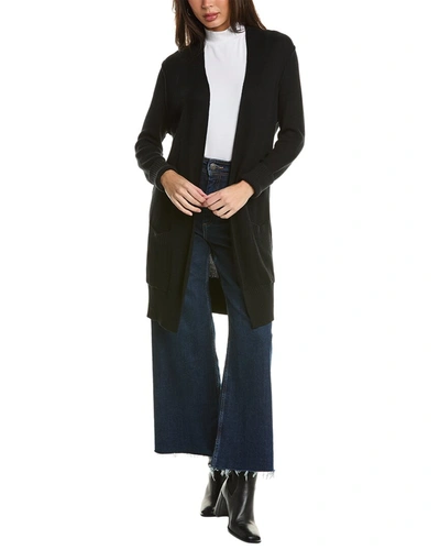 Forte Cashmere Rib Drape Cardigan In Black