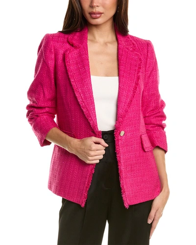 Anne Klein Plus Size Tweed Ruched-sleeve Blazer In Red