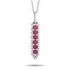 Non Branded Lb Exclusive 14k White Gold 0.16ct Diamond And Ruby Pendant Necklace Pd4-15752wru In White