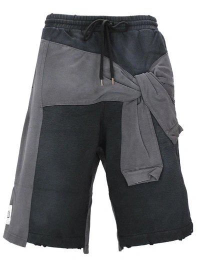 Miharayasuhiro Layered Cotton Track Shorts In Black