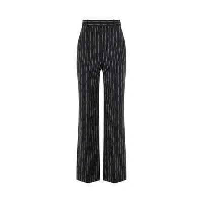 Alexander Mcqueen Chalk Stripe Wool Wide-leg Trousers In Black