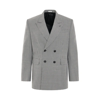 Alexander Mcqueen Houndstooth Double-breasted Jacket In Black/white