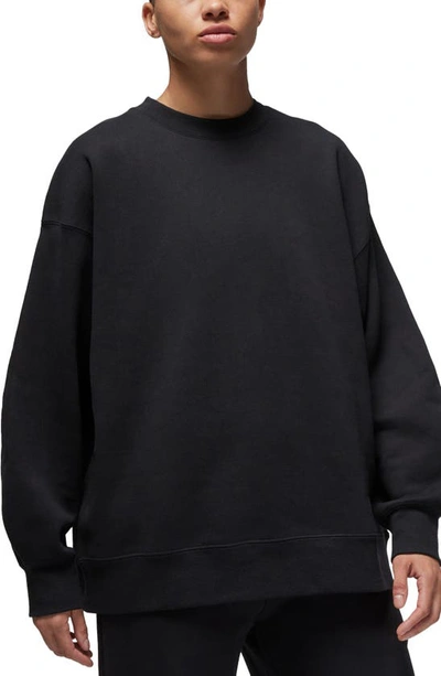 Jordan Flight Fleece Oversize Crewneck Sweatshirt In Black