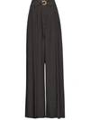 Ferragamo Belted Palazzo Trousers In Black
