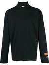 Heron Preston Black Turtleneck Pullover With Contrasting Logo Embroidery In Cotton Man In White