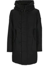 Peuterey Long Hooded Jacket Arm Patch Side Pockets In Black