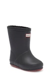 Hunter First Classic Waterproof Rain Boot In Black/ Logo Red/ Black