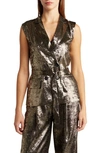 French Connection Alara Molten Sleeveless Gilet In Metallic