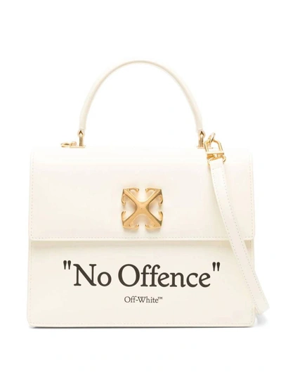Off-white Jitney Leather Tote Bag In Beige