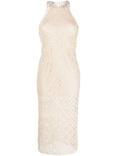 Off-white Cotton-blend Lace Midi Dress In Cream No C