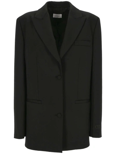 Off-white Single-breasted Tuxedo Blazer In Black