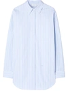 Off-white Striped Cotton-poplin Shirtdress In Blue