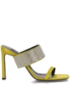 Sergio Rossi Stiletto Heel Open Toe Sandals With Crystal Embellishment In Chartreuse