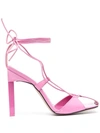 Attico Adele 105 Calf Leather Sandals In Light Pink