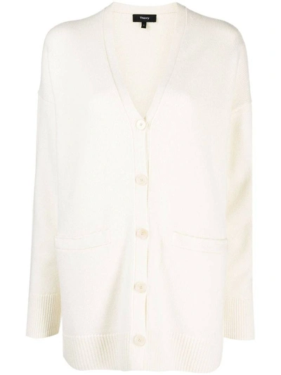 Theory Wool & Cashmere Oversized Drop-shoulder Cardigan In Ivy